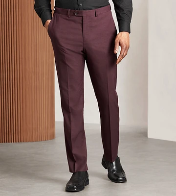 Modern Fit Burgundy Solid Suit Pants