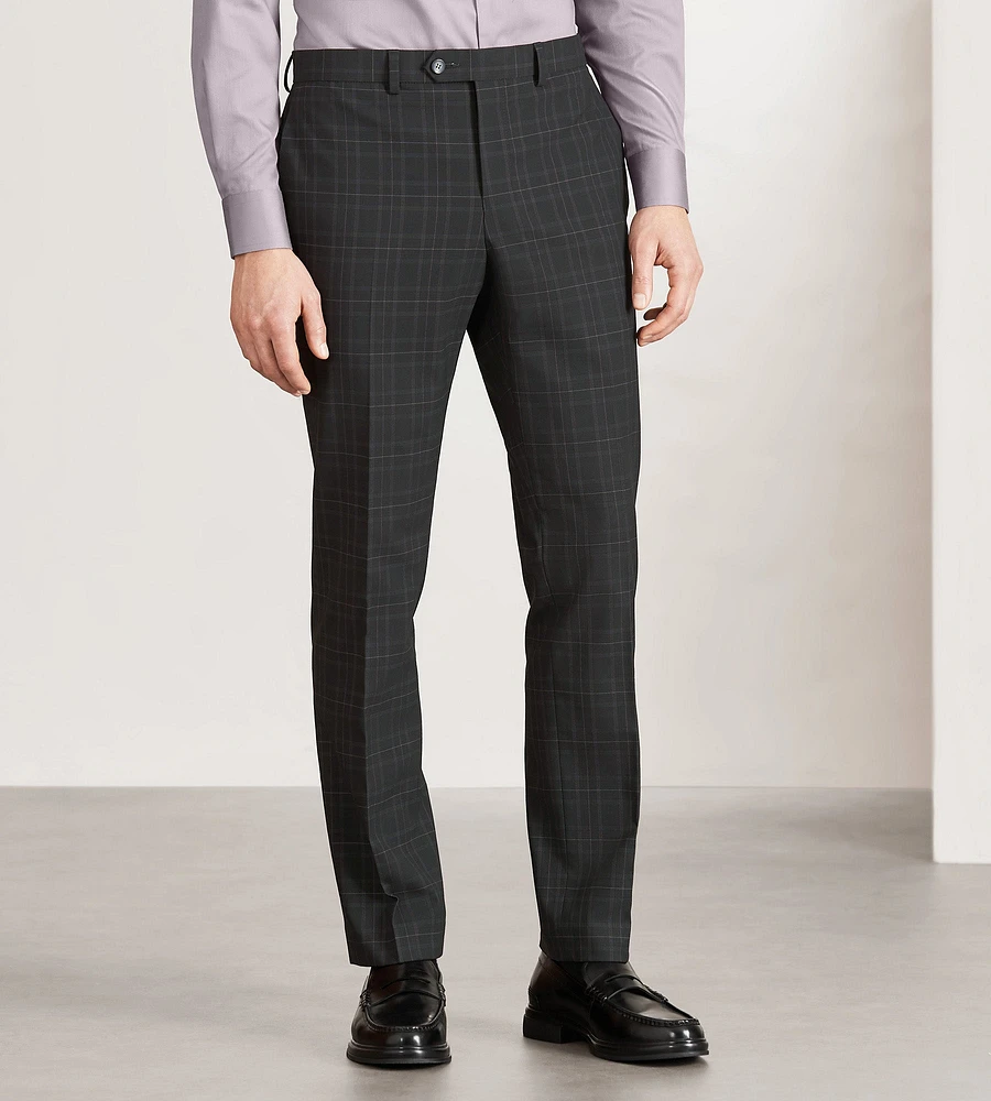 Slim Fit Plaid Suit Pants