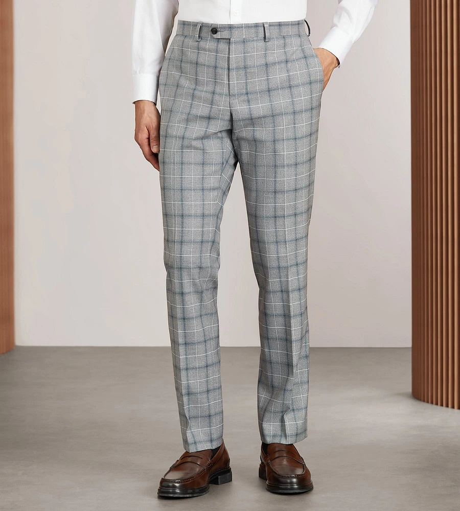 Slim Fit Plaid Suit Pants