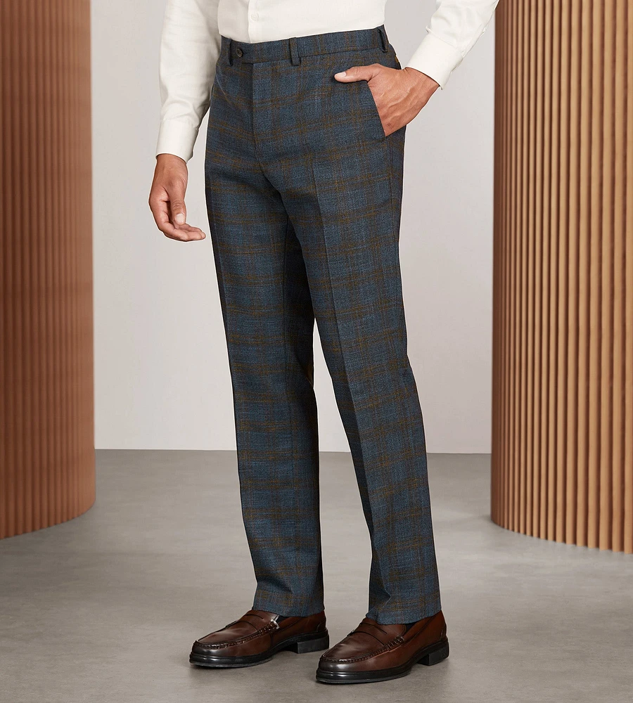 Plaid bleu coupe moderne Complet Pantalon