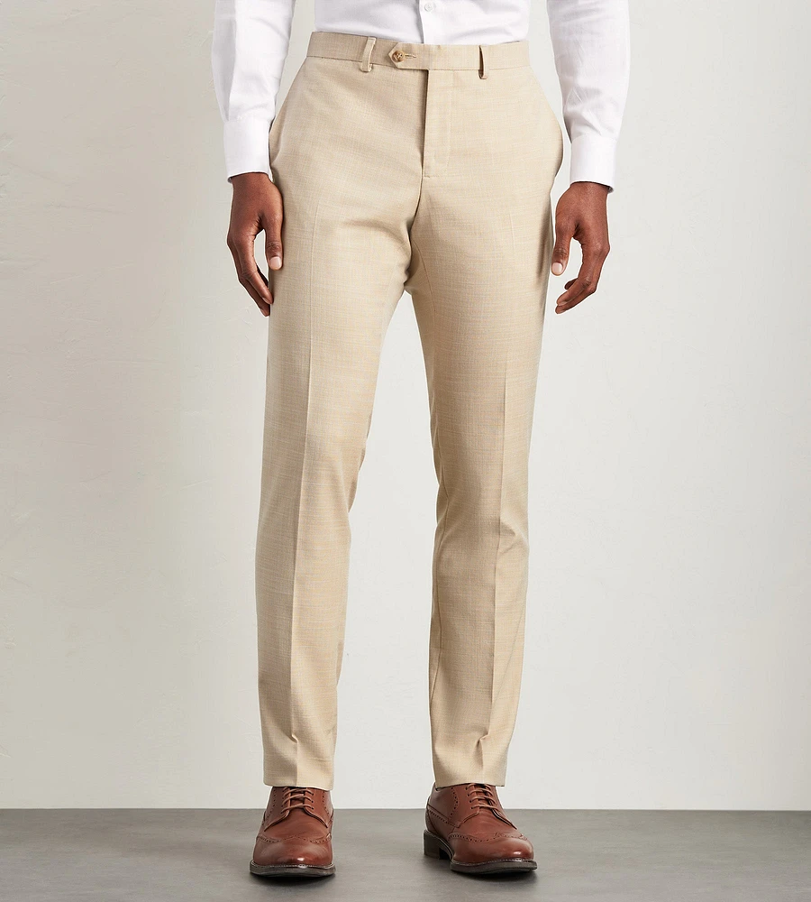 Slim Fit Wheat Solid Suit Pants