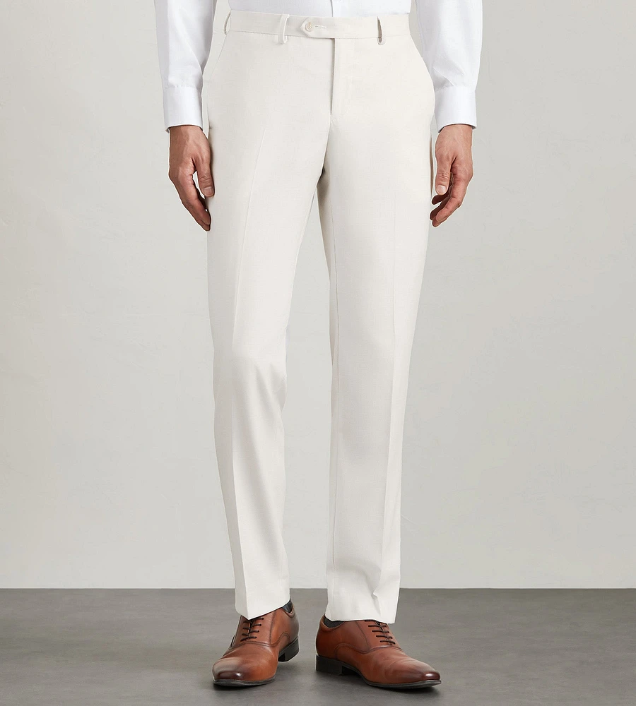 Modern Fit Off White Solid Suit Pants