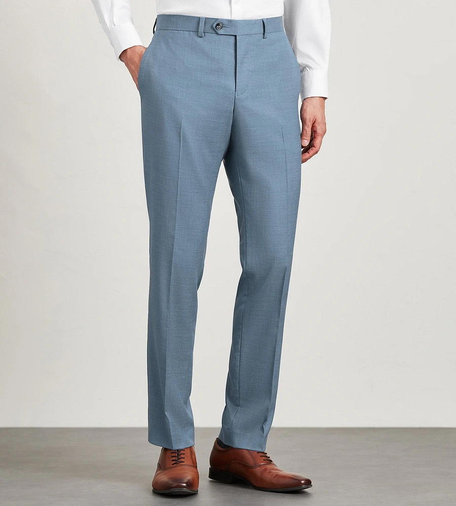 Slim Fit Oxford Blue Solid Suit Pant