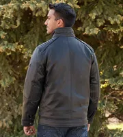 Modern Fit Vegan Leather Jacket With Hood