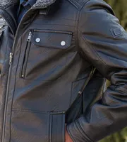 Modern Fit Vegan Leather Jacket With Hood