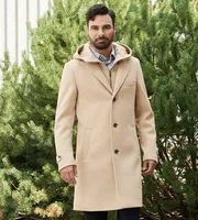 Modern Fit 4-Way Stretch Wool Coat with Removable Hood