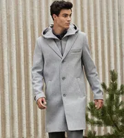 Modern Fit 4-Way Stretch Wool Coat with Removable Hood