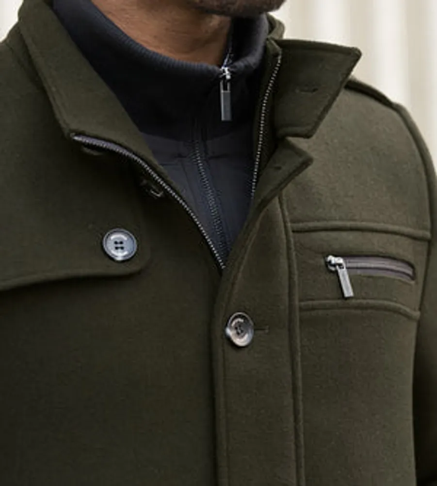 Modern Fit Mid-Length Field Coat with Bib