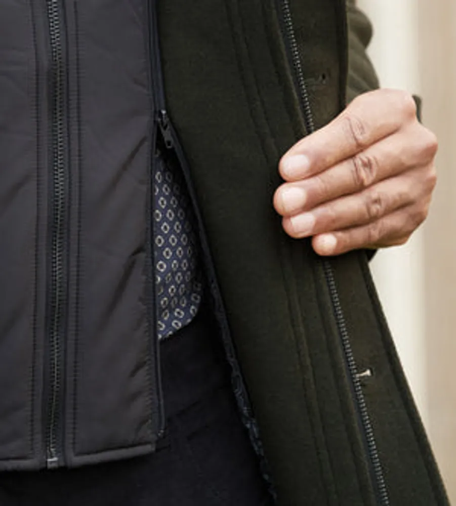 Modern Fit Mid-Length Field Coat with Bib