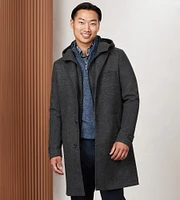 Modern Fit 4-Way Stretch Wool Coat with Removable Hood