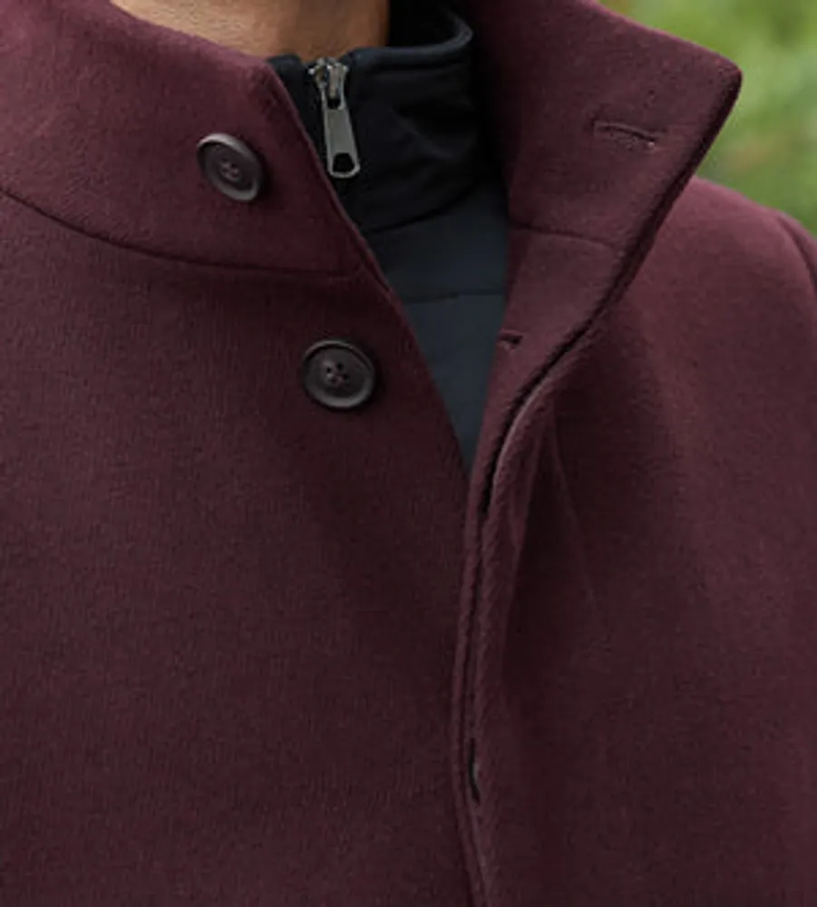 Slim Fit Funnel Collar Wool Coat