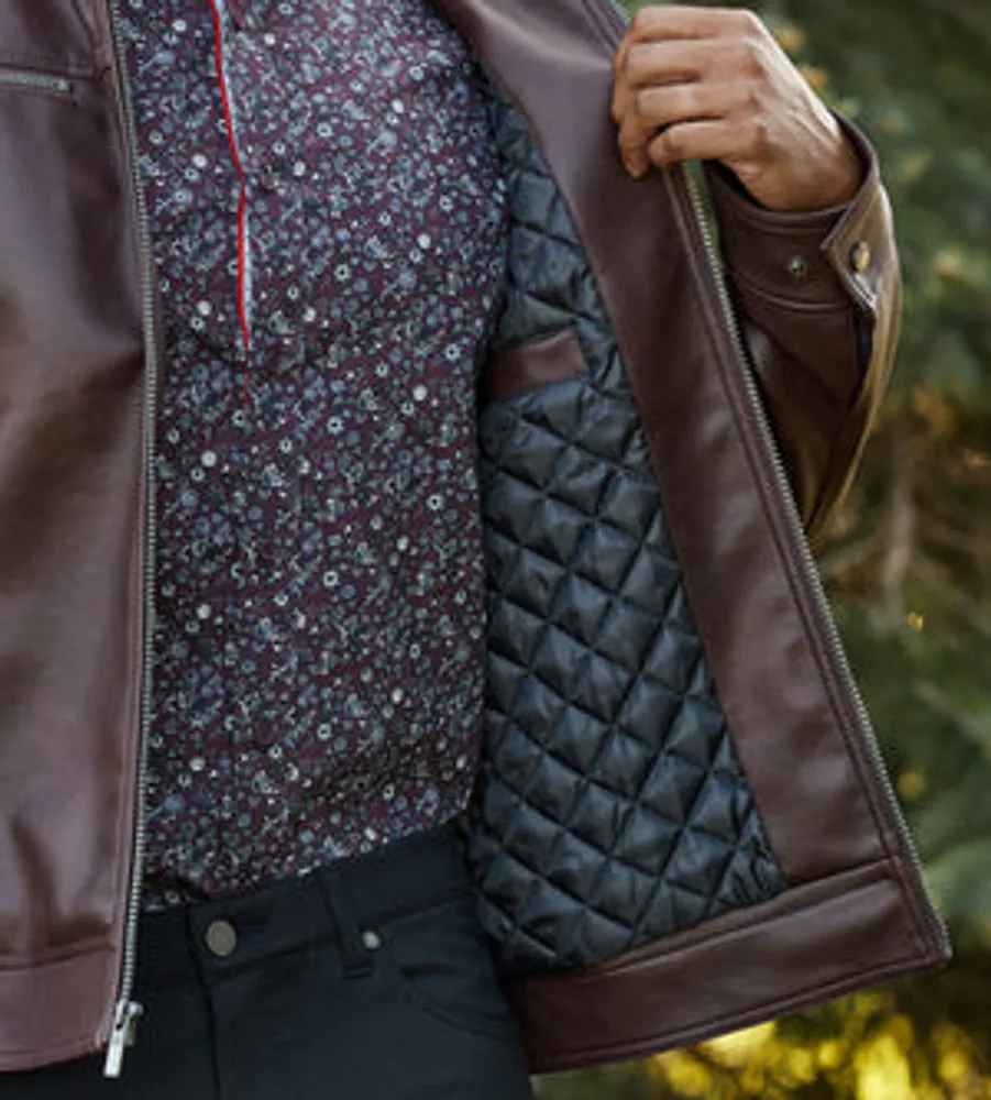 Modern Fit Vegan Leather Moto Jacket