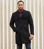 Modern Fit Water-Resistant Long Wool Coat