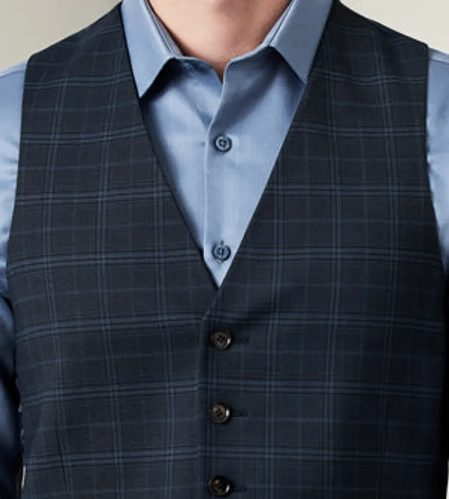 Stretch Check Suit Separate Vest