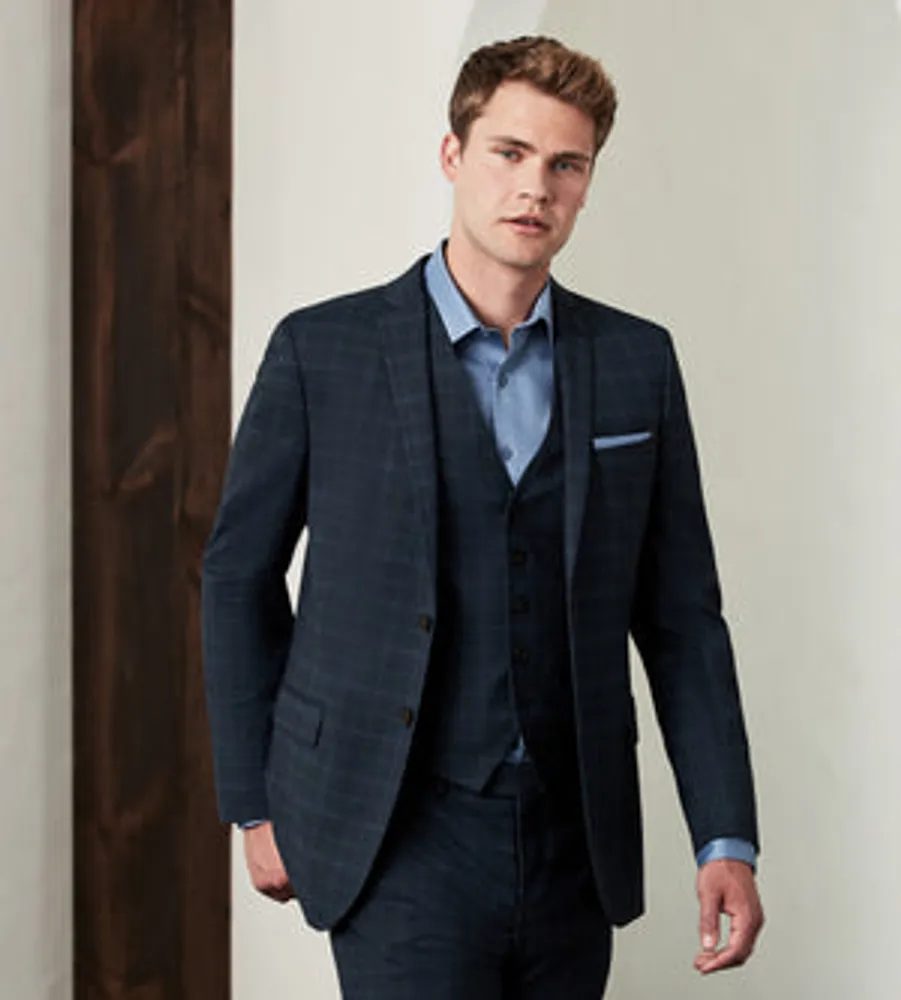 Stretch Check Suit Separate Vest