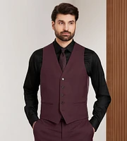 Burgundy Solid Suit Vest