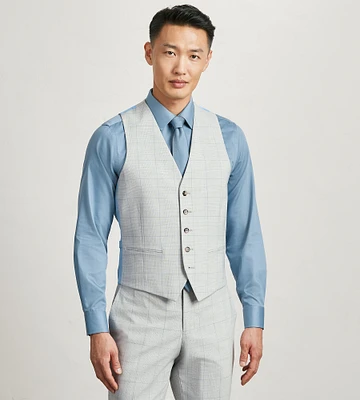 Light Grey Plaid Suit Vest