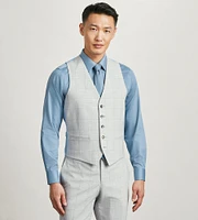 Light Grey Plaid Suit Vest