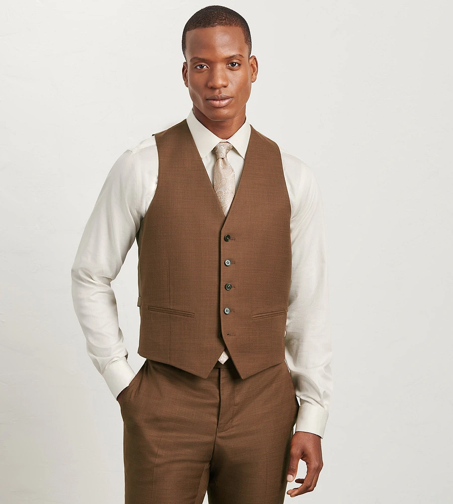 Cappuccino Solid Suit Vest