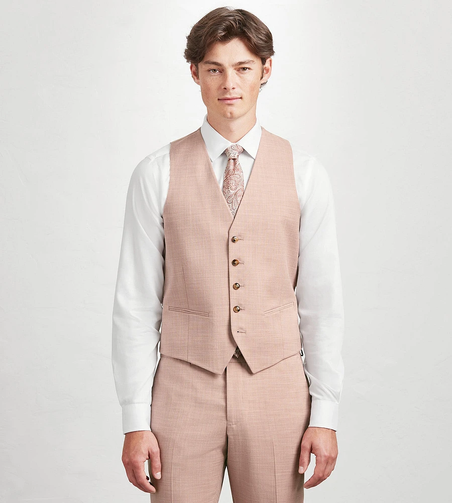 Pale Rose Solid Suit Vest