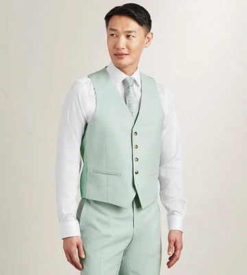 Pale Green Solid Suit Vest