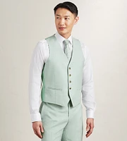 Pale Green Solid Suit Vest