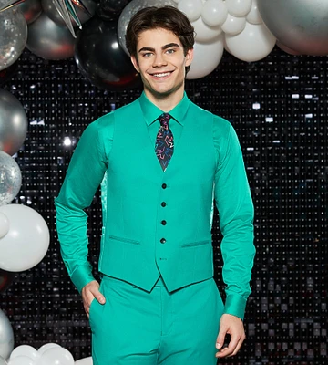 Bright Green Solid Suit Vest