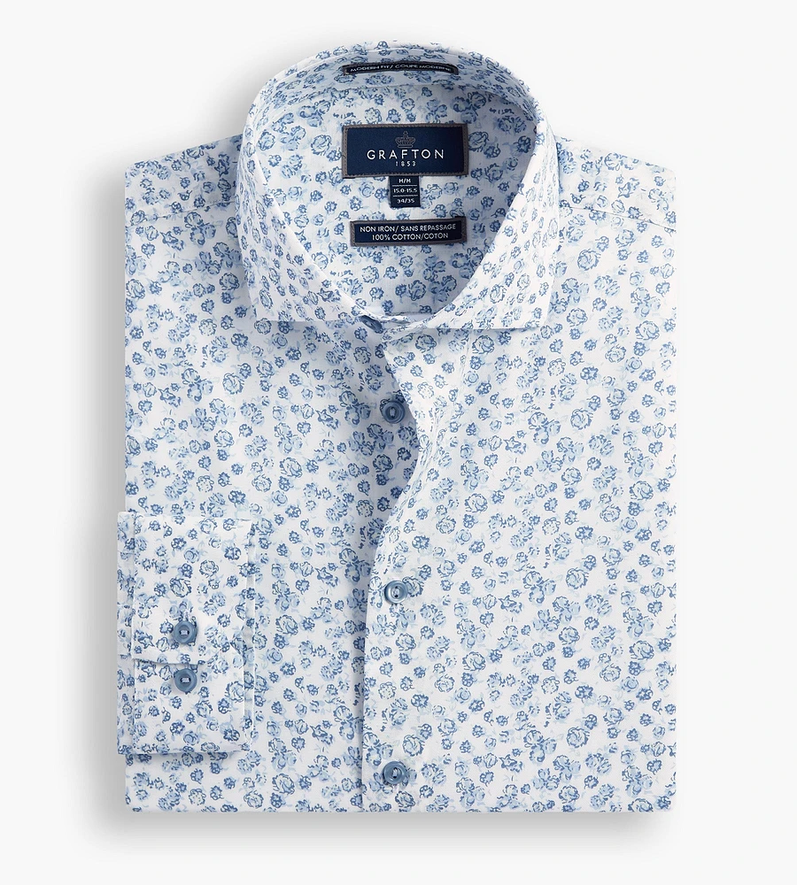 Modern Fit Floral Print Dress Shirt