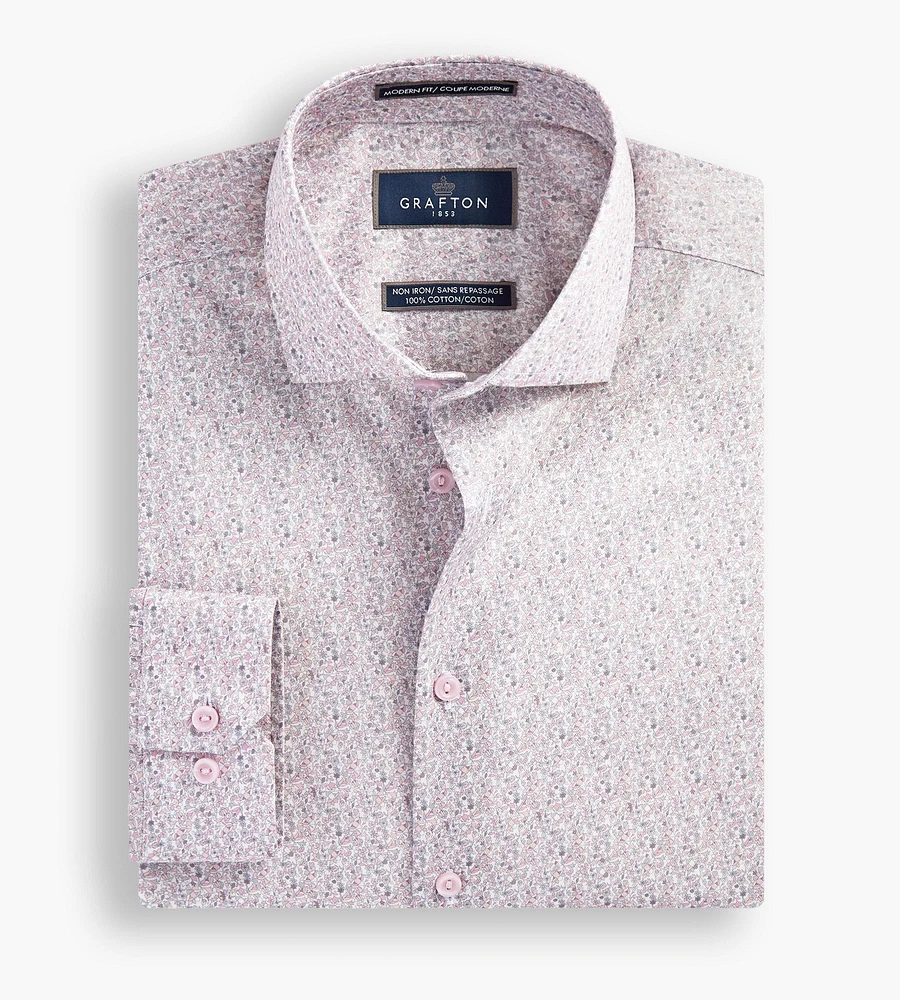 Modern Fit Floral Print Non-Iron Dress Shirt