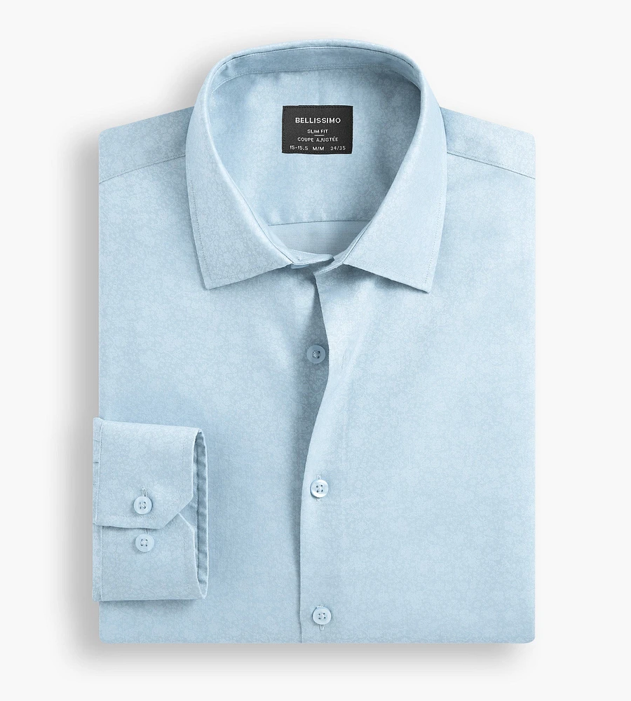 Slim Fit Non-Iron Printed Sateen Dress Shirt