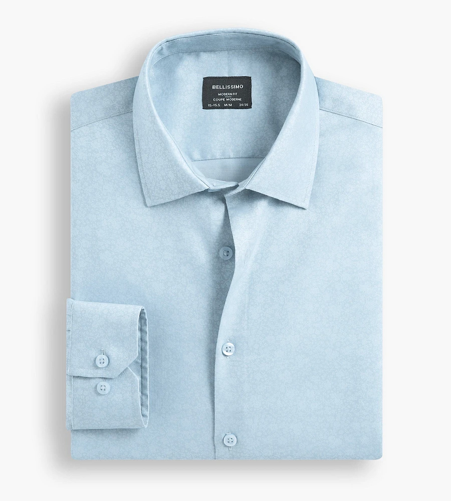 Modern Fit Non-Iron Printed Sateen Dress Shirt