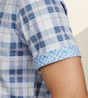 Modern Fit 360° Stretch Short Sleeve Plaid Print Sport Shirt