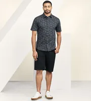 Modern Fit 360° Stretch Short Sleeve Leaf Print Sport Shirt