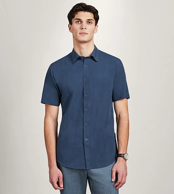 Modern Fit Short Sleeve Linen Like Solid Sport Shirt
