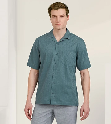 Modern Fit Short Sleeve Solid Textured Resort Sport Shirt