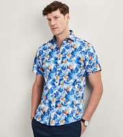 Modern Fit Short Sleeve Tropical Pattern Sport Shirt