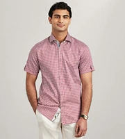 Modern Fit Short Sleeve Geo Pattern Sport Shirt