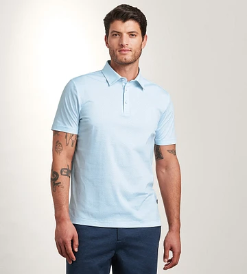 Modern Fit Short Sleeve Geo Pattern Structured Collar Polo