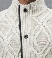Modern Fit Full-Zip Lined Cable Knit Sweater