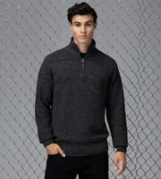 Modern Fit Textured Jacquard Quarter-Zip Mock Neck Sweater