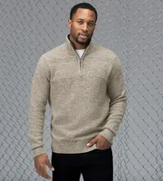 Modern Fit Textured Jacquard Quarter-Zip Mock Neck Sweater