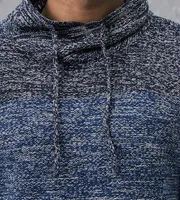 Modern Fit Gradient Knit Cross Over Funnel Neck Sweater