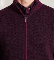 Modern Fit Full-Zip Herringbone Sweater