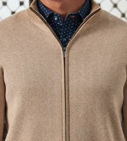 Modern Fit Full-Zip Herringbone Sweater