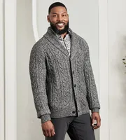 Modern Fit Shawl Collar Cable Knit Cardigan Sweater