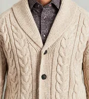 Modern Fit Shawl Collar Cable Knit Cardigan Sweater