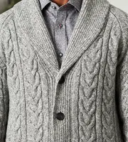 Modern Fit Shawl Collar Cable Knit Cardigan Sweater