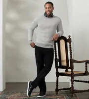 Modern Fit Long Sleeve Crew Neck Herringbone Sweater