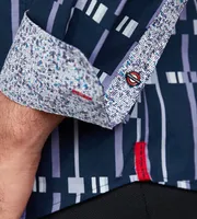 Modern Fit Long Sleeve Double-Collar Geo Pattern Sport Shirt