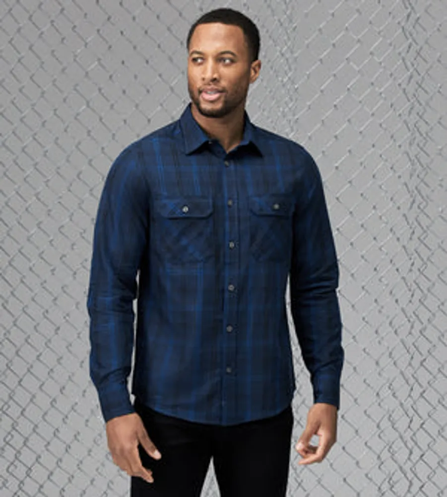 Modern Fit Long Sleeve Plaid Sport Shirt